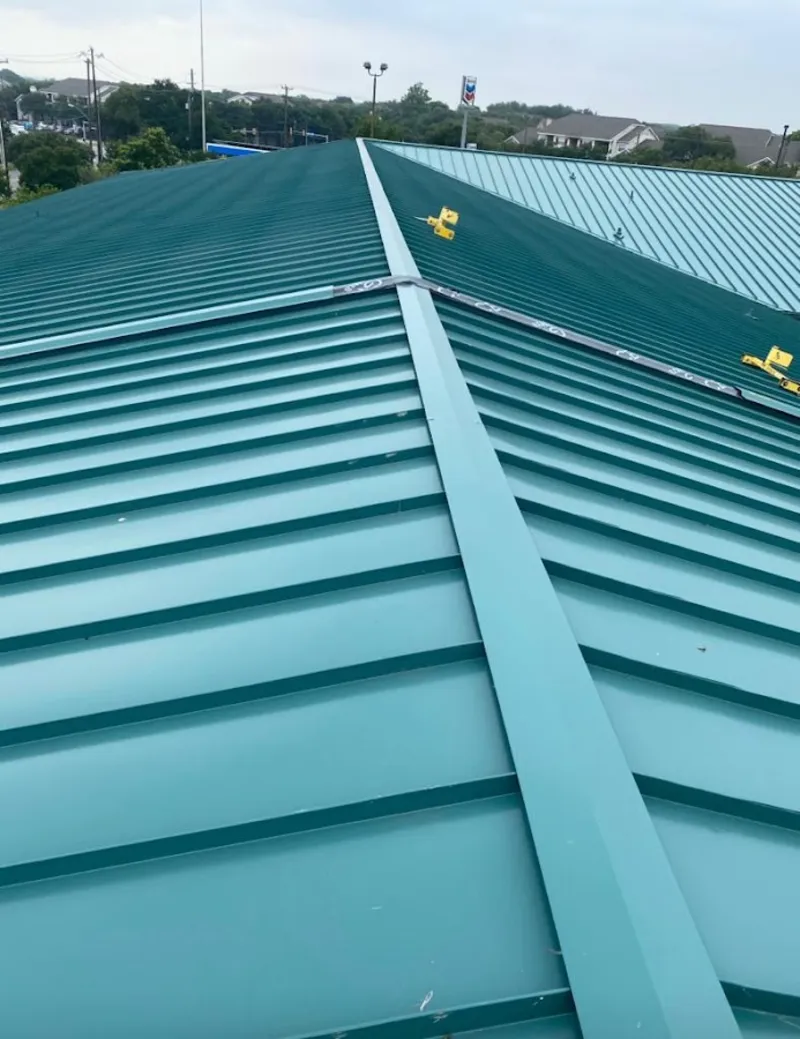 Green commercial metal roof ridge and valley for Metal Roof Repair in East Hempfield